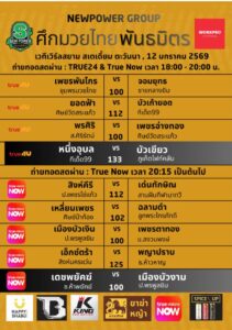 NewPower Group fight card for Monday, January 12, at World Siam Stadium in Bangkok, Thailand.