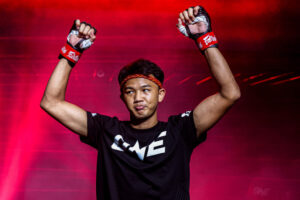 Wuttikrai Wor Chakrawut walks toward the ring at Lumpinee Stadium for his fight with Eh Mwi at ONE Friday Fights 109